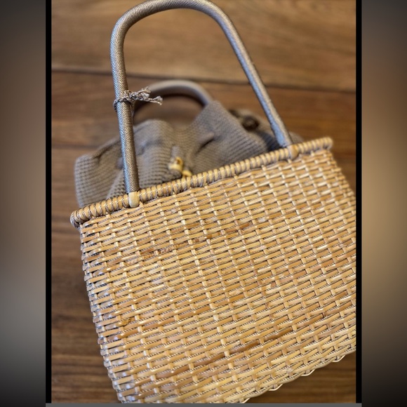 The SAK Wicker Drawstring Box Basket Bag - Picture 4 of 10